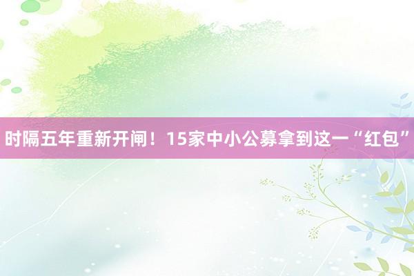 时隔五年重新开闸！15家中小公募拿到这一“红包”