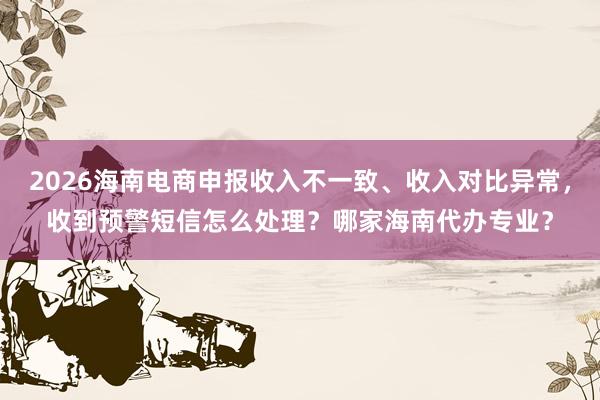 2026海南电商申报收入不一致、收入对比异常，收到预警短信怎么处理？哪家海南代办专业？