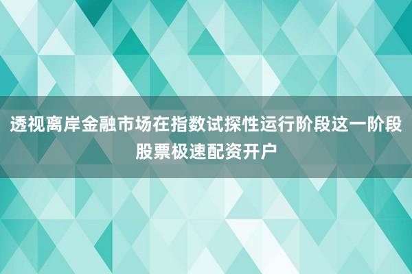 透视离岸金融市场在指数试探性运行阶段这一阶段股票极速配资开户