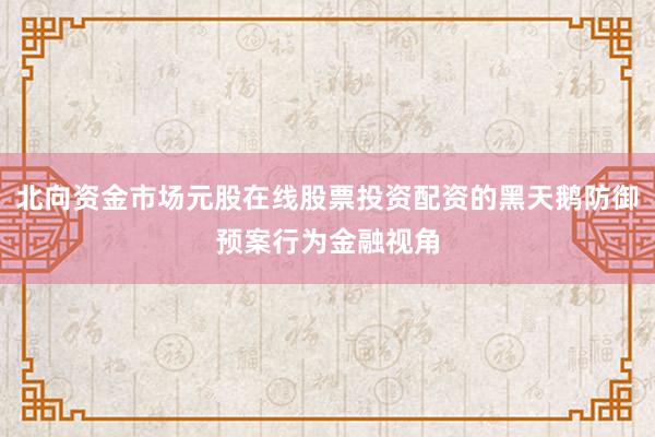 北向资金市场元股在线股票投资配资的黑天鹅防御预案行为金融视角