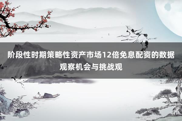 阶段性时期策略性资产市场12倍免息配资的数据观察机会与挑战观