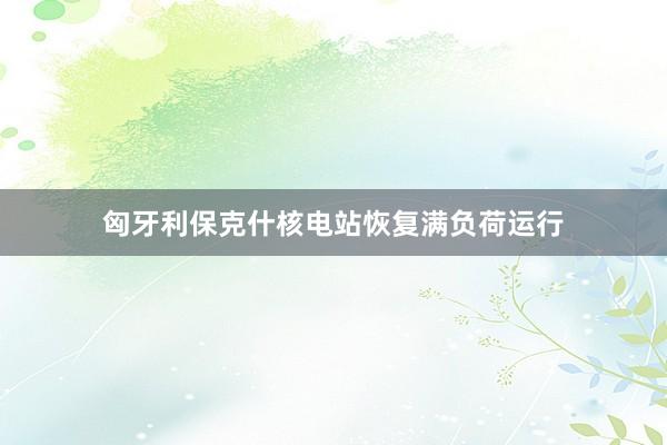 匈牙利保克什核电站恢复满负荷运行