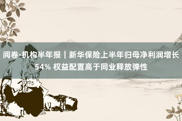 阅卷·机构半年报｜新华保险上半年归母净利润增长54% 权益配置高于同业释放弹性