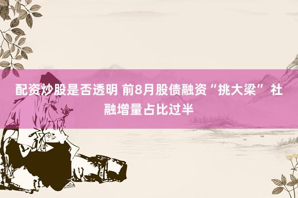 配资炒股是否透明 前8月股债融资“挑大梁” 社融增量占比过半